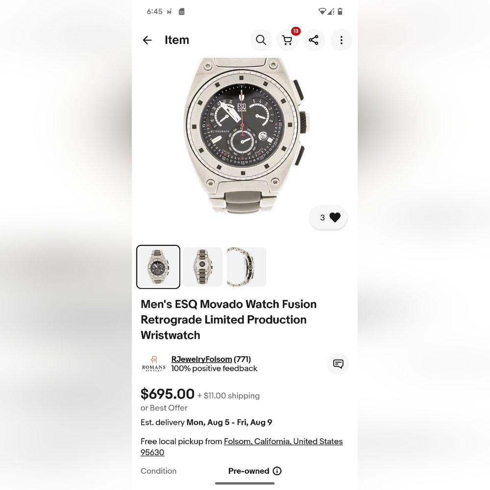 Movado ESQ WATCH MENS CHRONGRAPH - Picture 15 of 15